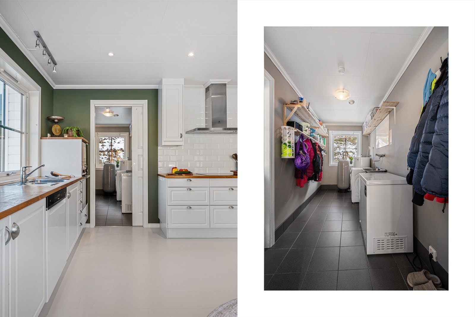 - Fra kjøkkenet kommer du til et praktisk vaskerom på 6,7 m² diskret plassert bak skyvedøren - Galleribilde