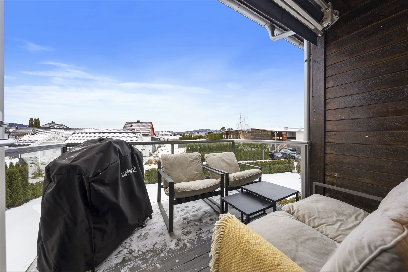 Balkong med markise Galleribilde