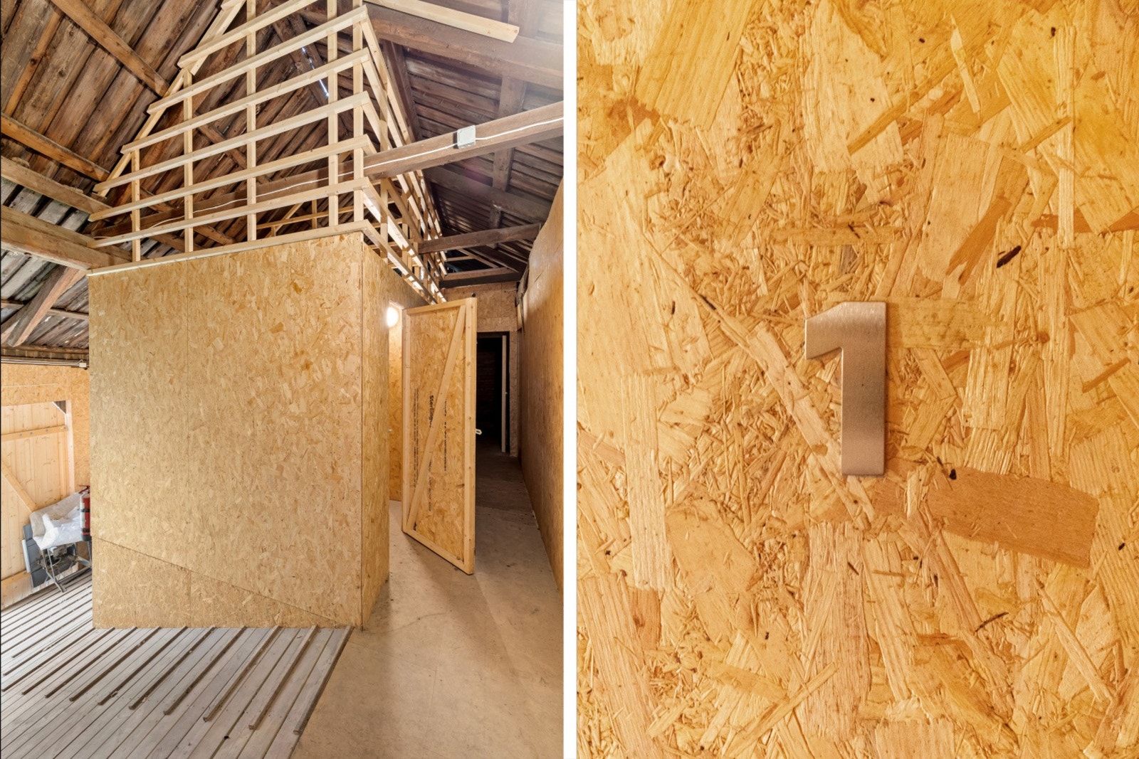 Romslig låve innredet med 16 boder. Galleribilde