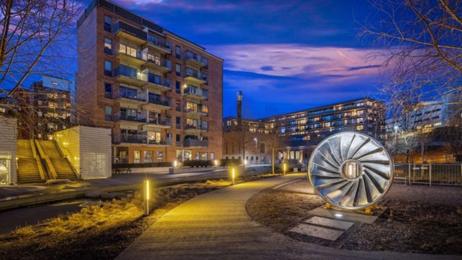 Prisvinnende arkitektur, stilrene materialvalg og helhetlig design gir Kværnerbyen et eksklusivt og moderne uttrykk. Galleribilde