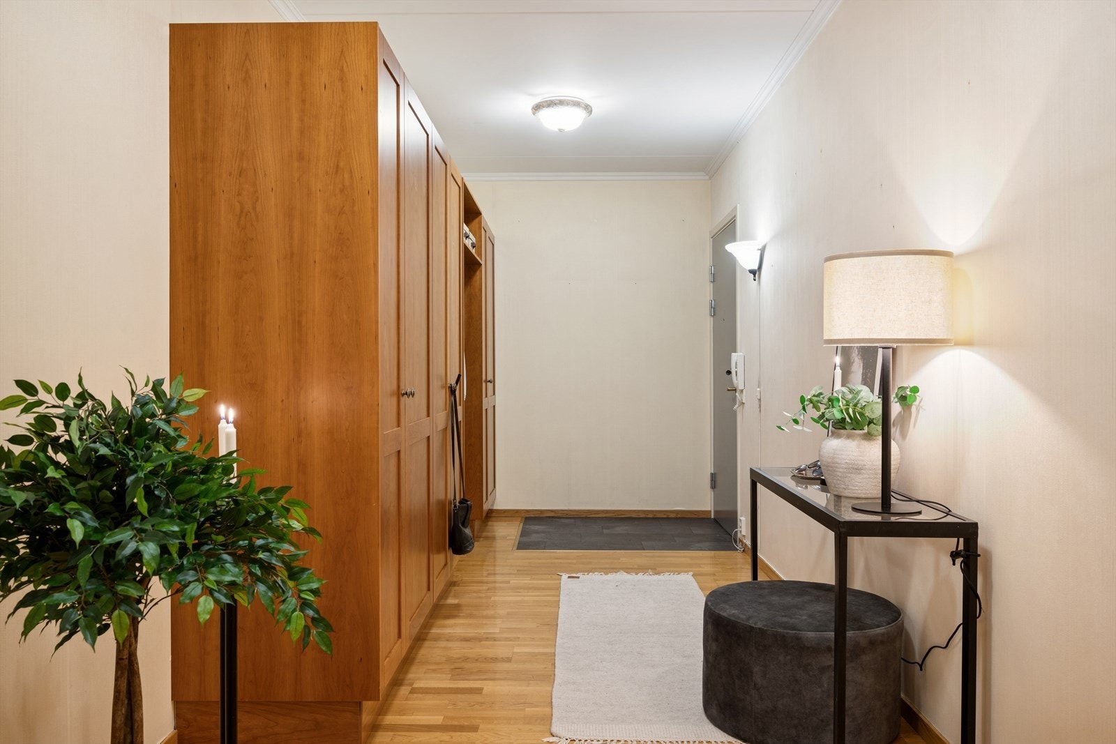 Romslig entré med praktisk porttelefon ved ytterdør Galleribilde