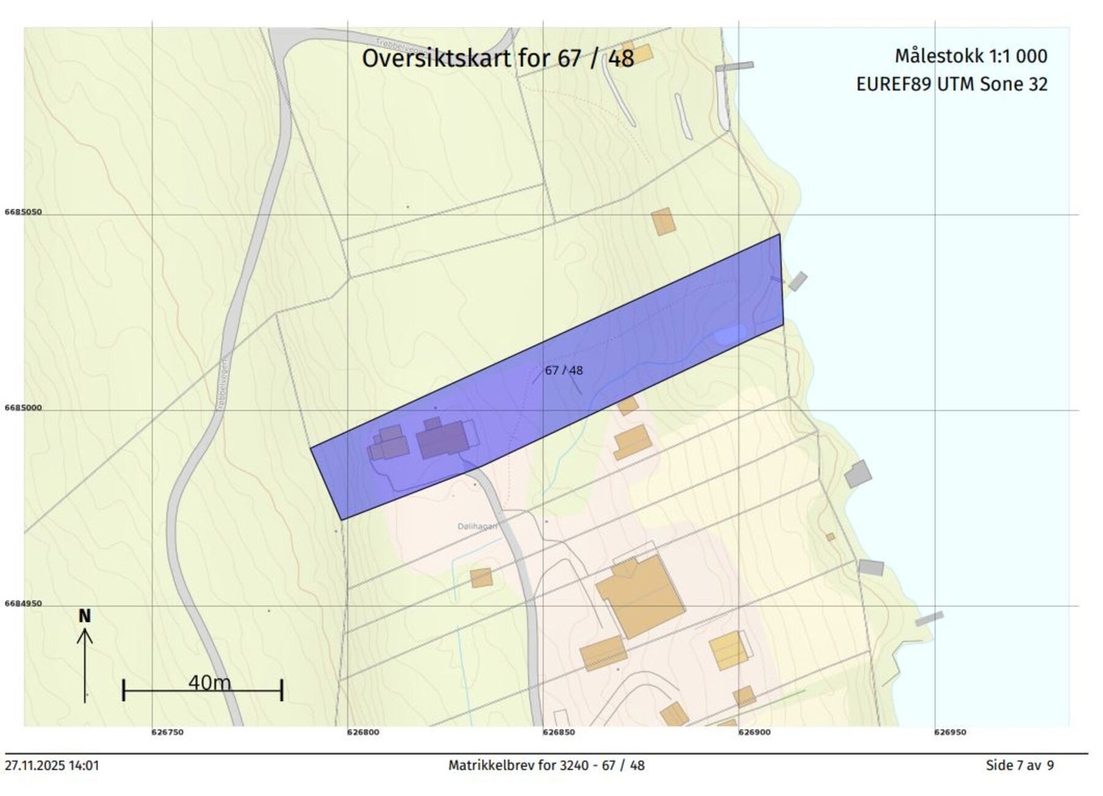 Oversiktskart - tomt på 2757 m2 Galleribilde