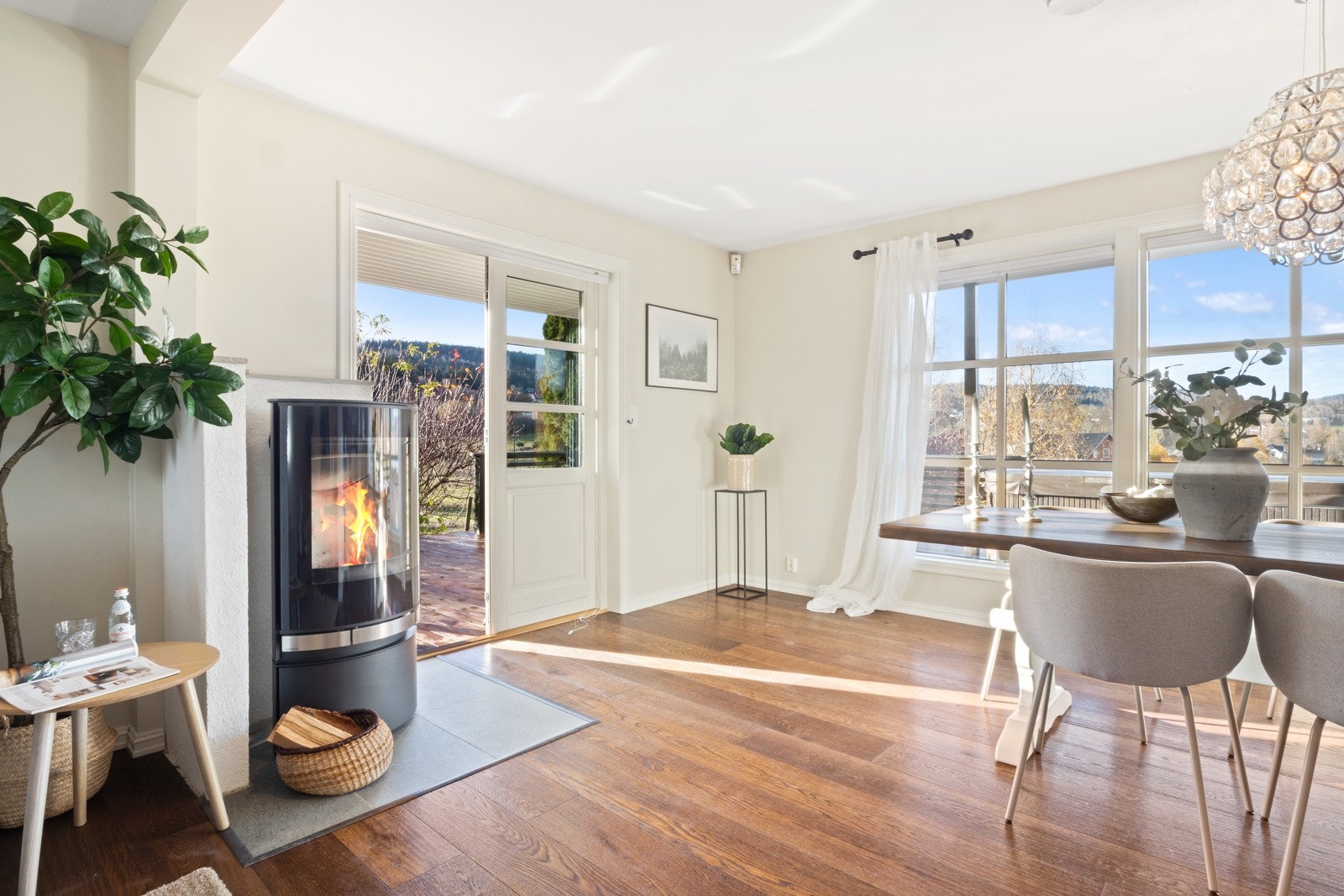 Ny (2015) rentbrennende peisovn i stuen Galleribilde