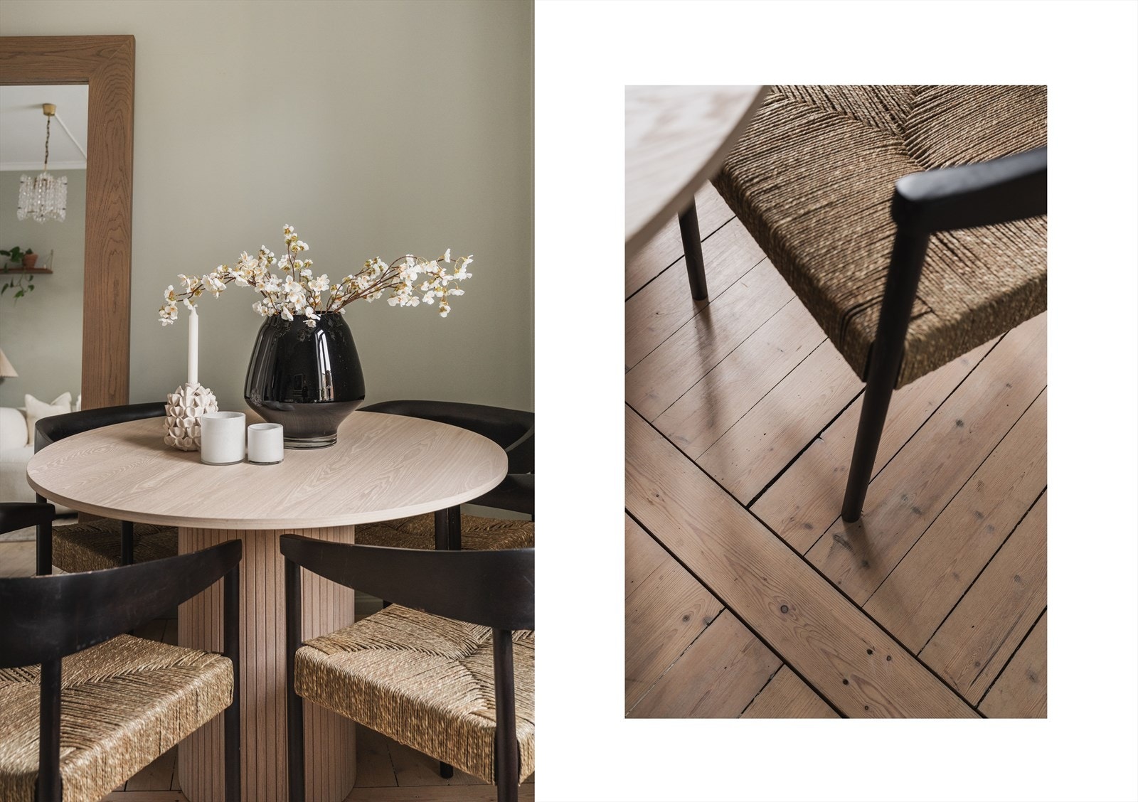 De originale tregulvene er bevart og gir rommet en egen karakter. Galleribilde