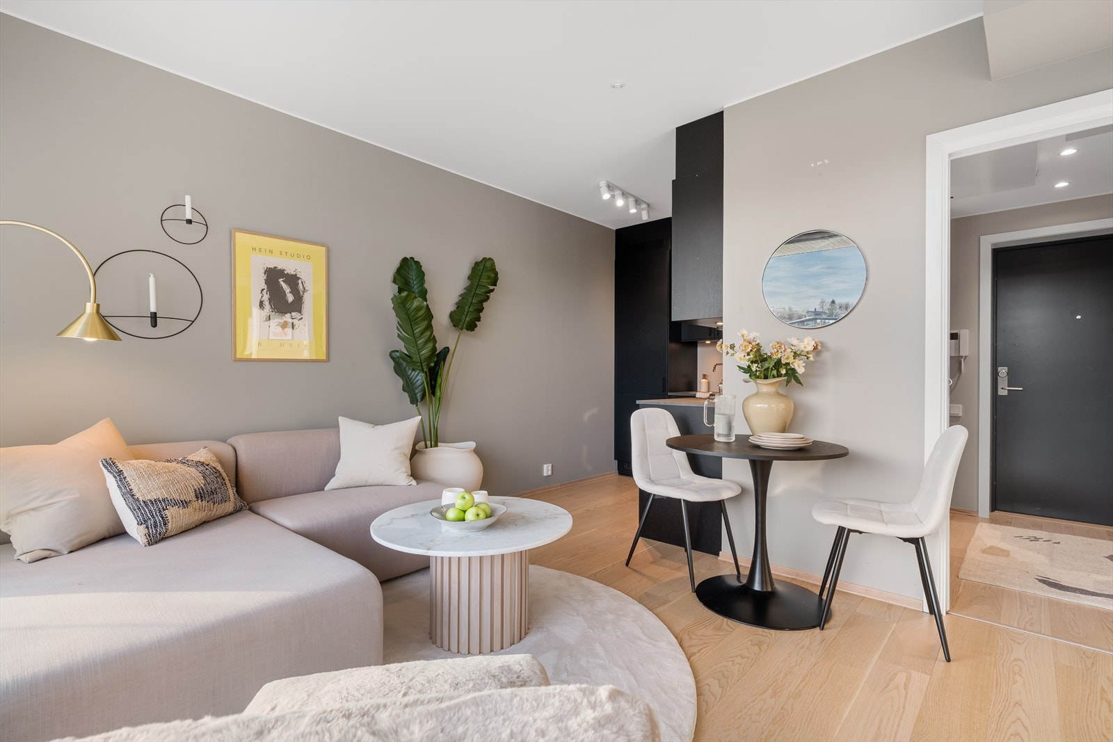 En lys og trivelig stue/kjøkken løsning på 17,1m² Galleribilde