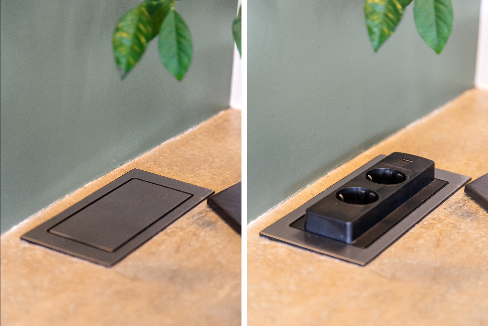 Praktisk integrert stikkontakter. Galleribilde