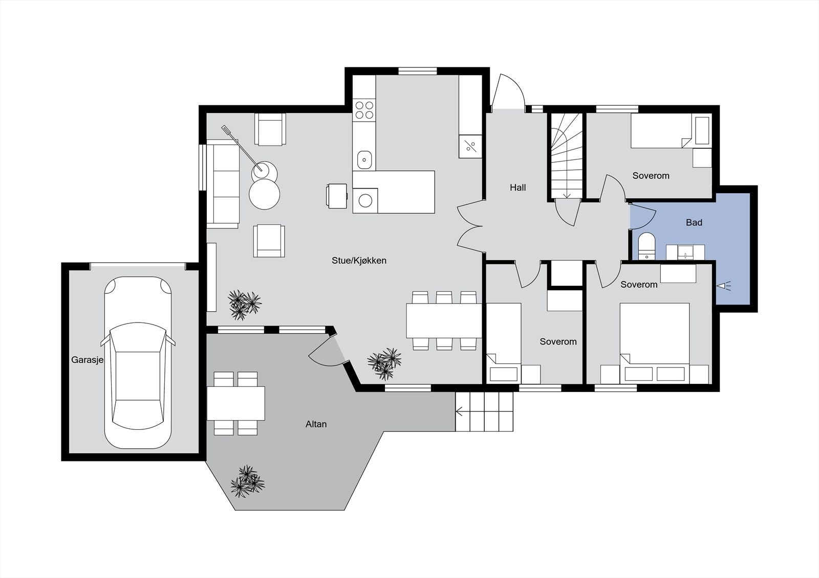 Plantegning hovedetasje. Galleribilde