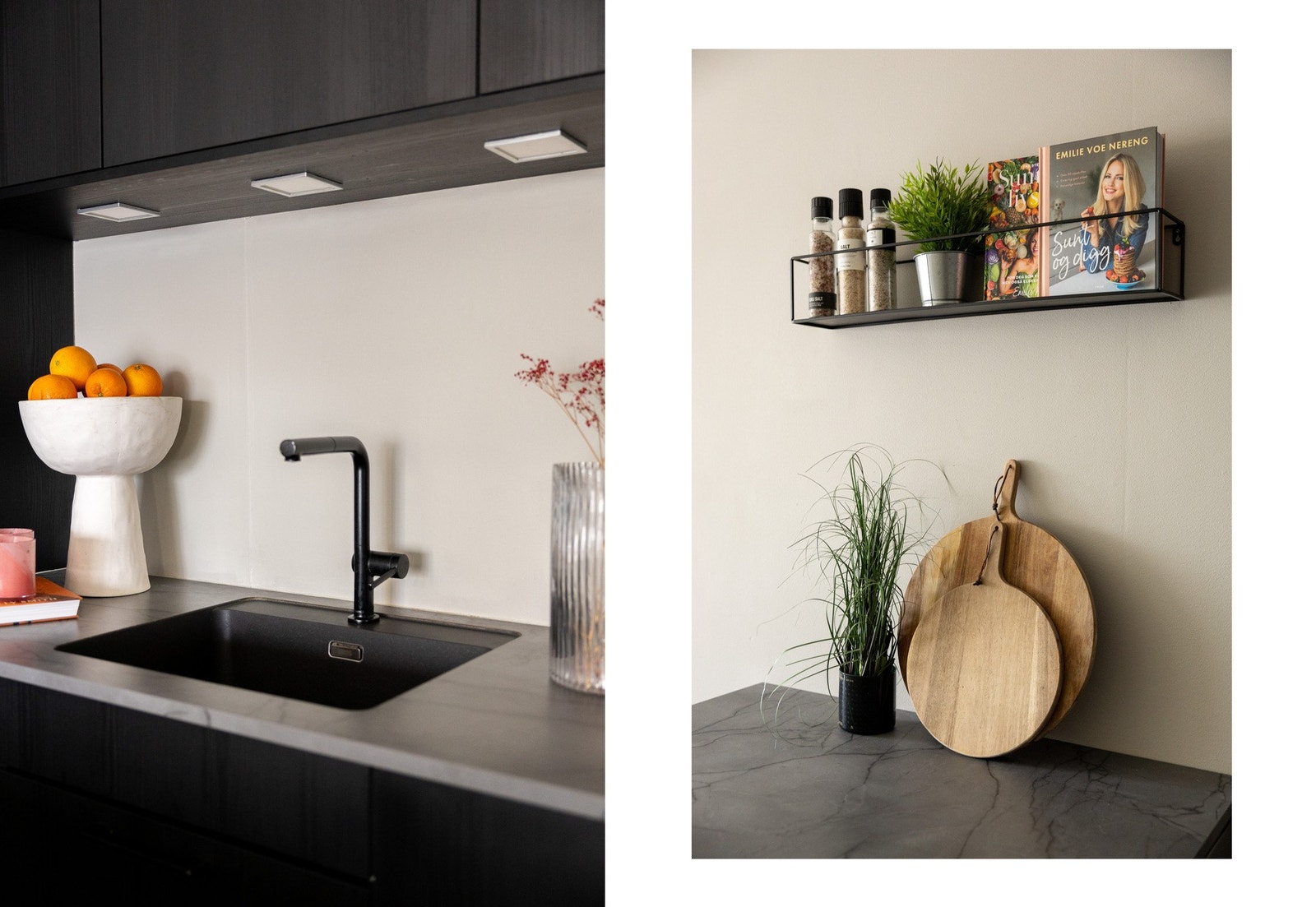 Moderne kjøkkeninnredning fra 2020 med integrete hvitevarer. Galleribilde