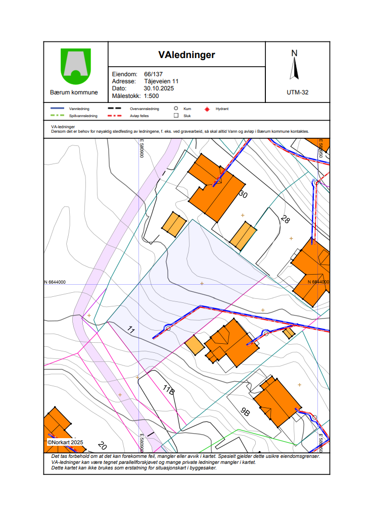 Vann og avløpsledning Tåjeveien 11 Galleribilde