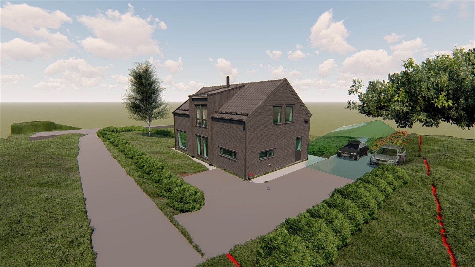 Illustrasjonsfoto av ABChus. Viser mulig bebyggelse iht. gjeldende kommuneplan. Boligen er ikke søkt om. Interessenter bes kontakte kommunen vedr. søknad og byggetillatelse. Galleribilde