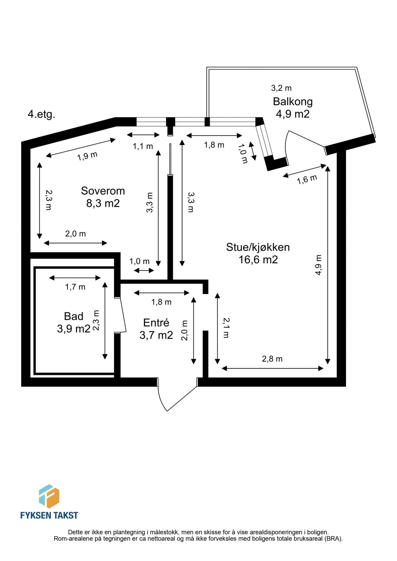 Målsatt plantegning. Galleribilde