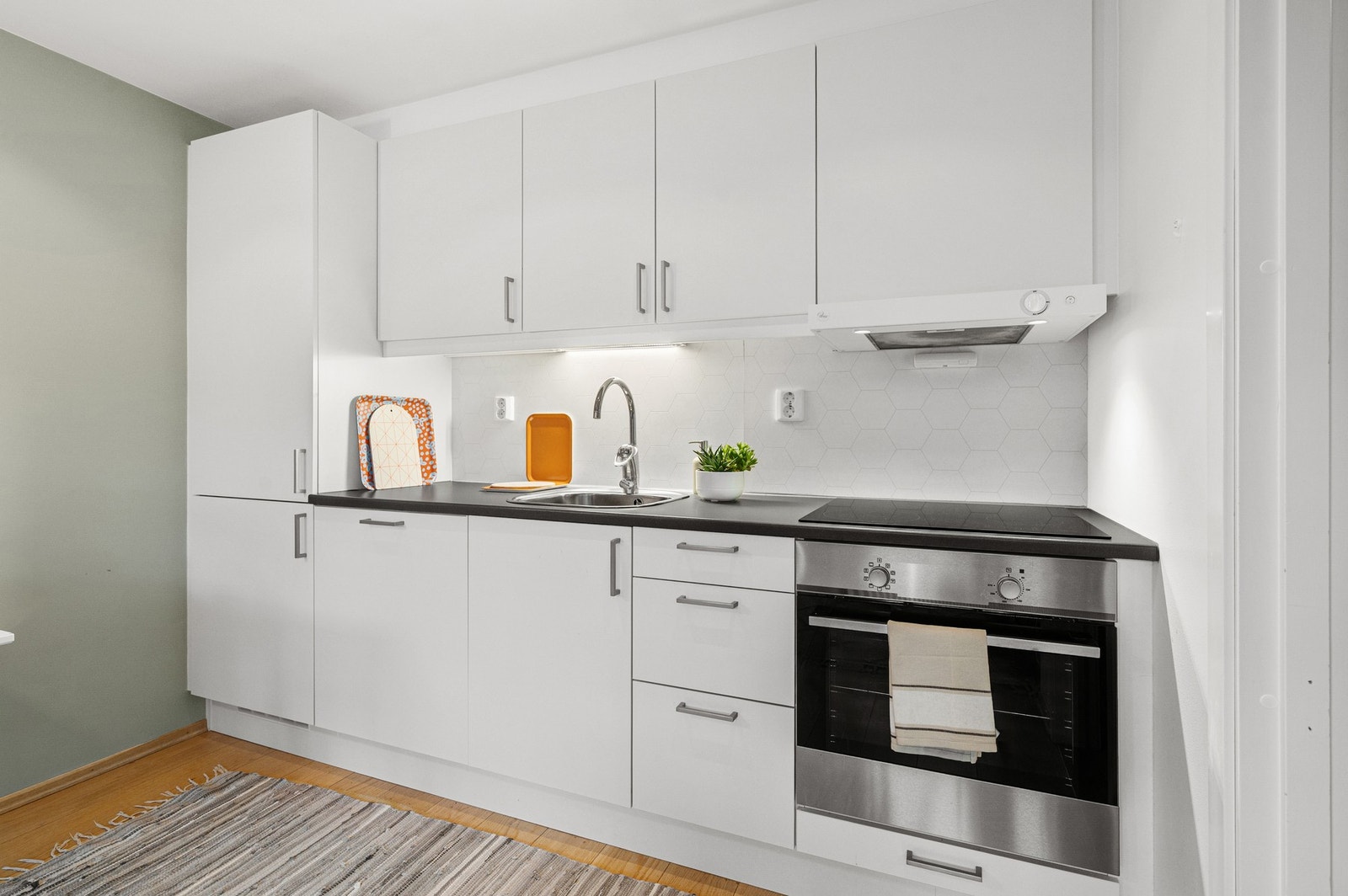 Leiligheten er energimerket mørkegrønn - A, noe som gjør at den kvalifiserer for grønne boliglån. Galleribilde