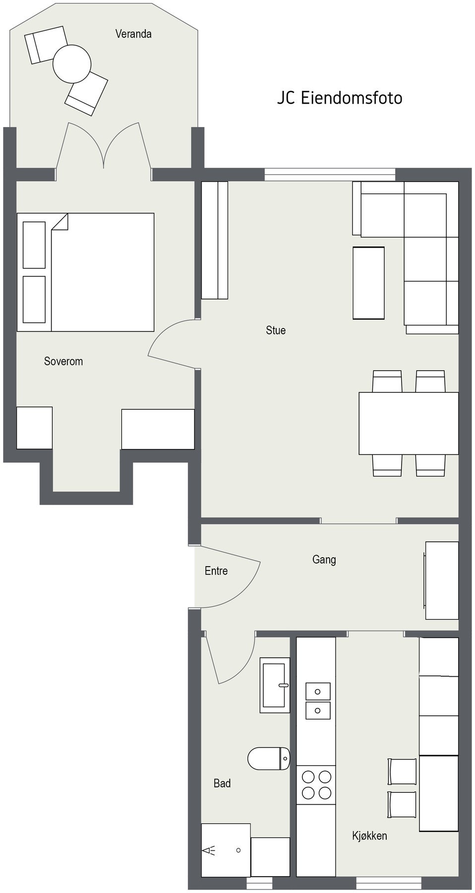 Leiligheten ligger i byggets 3. etasje. Galleribilde