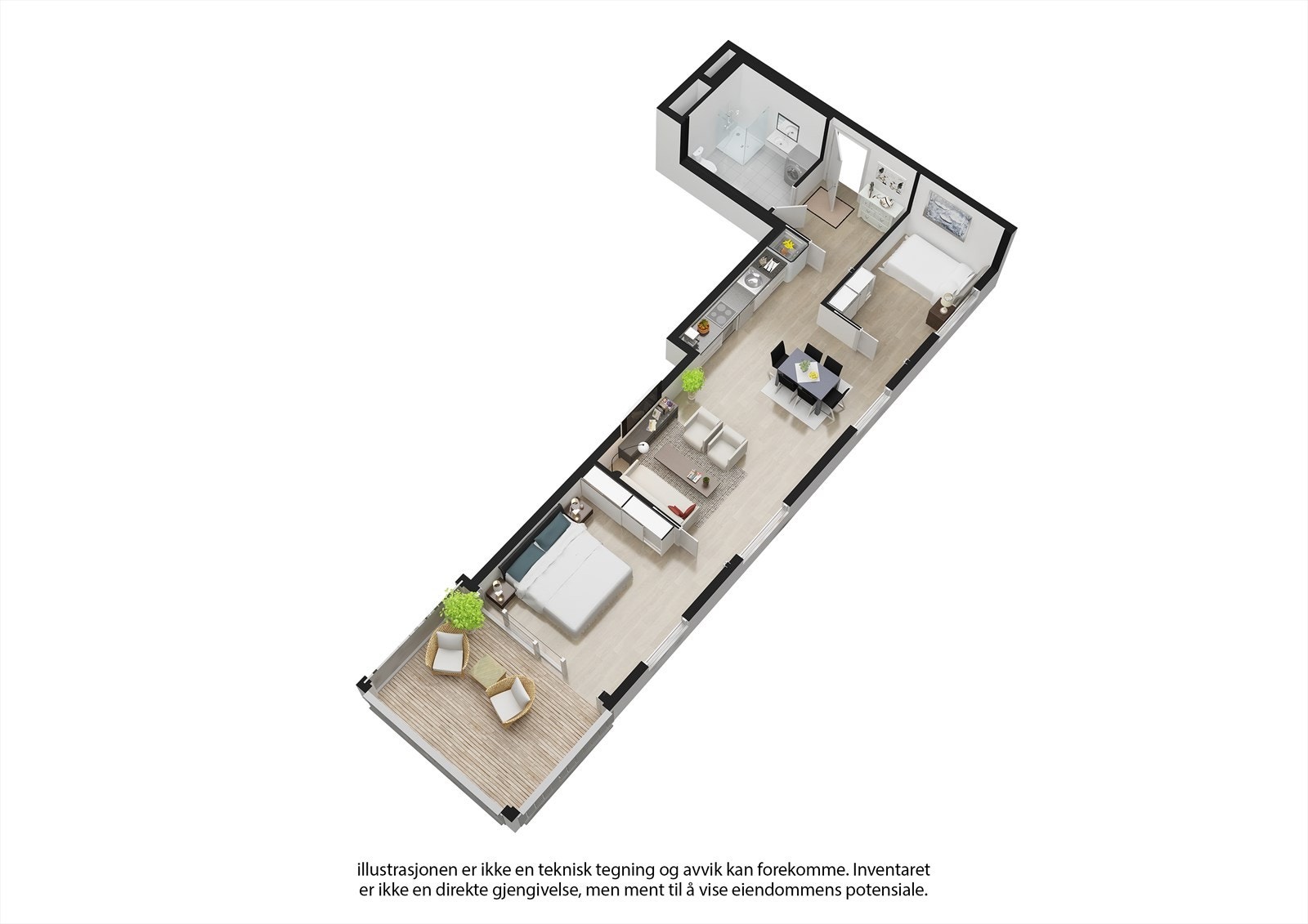 Se nyttige lenker: Illustrasjon av solforhold/utsikt, samt info interiør. Det er satt av plass til garderobe på soverom. Galleribilde