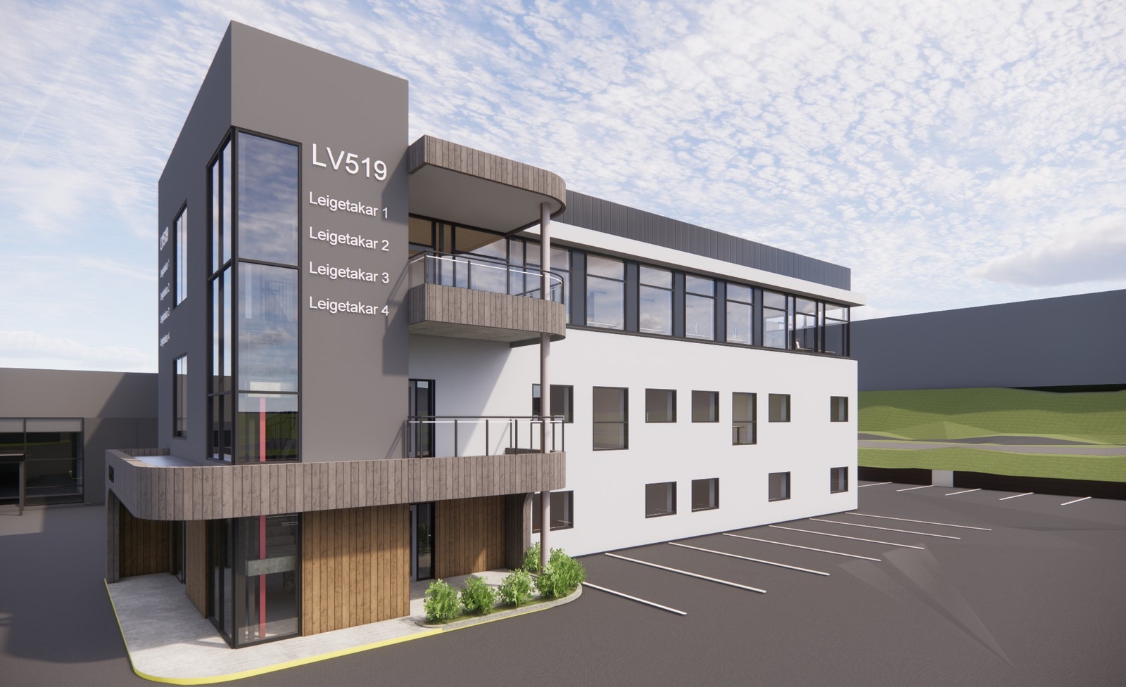 Illustrasjon av fasaden på bygget, ferdig sommeren 2026 Galleribilde