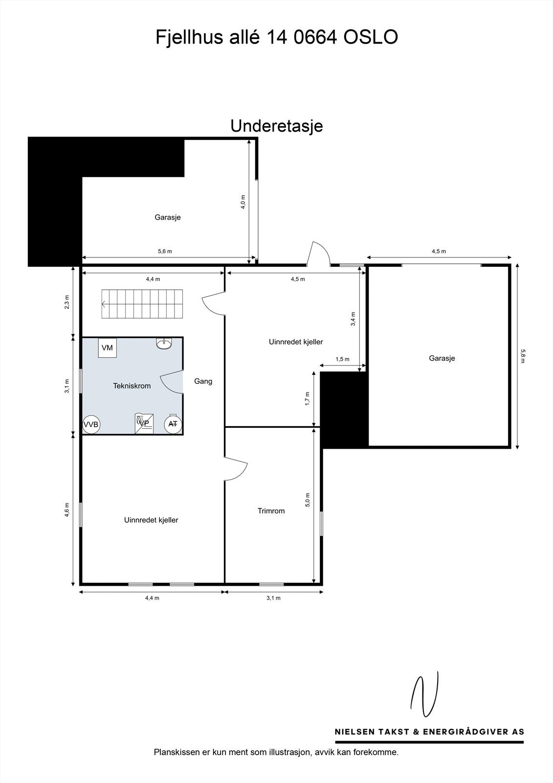 Plantegning - Underetasje. Galleribilde