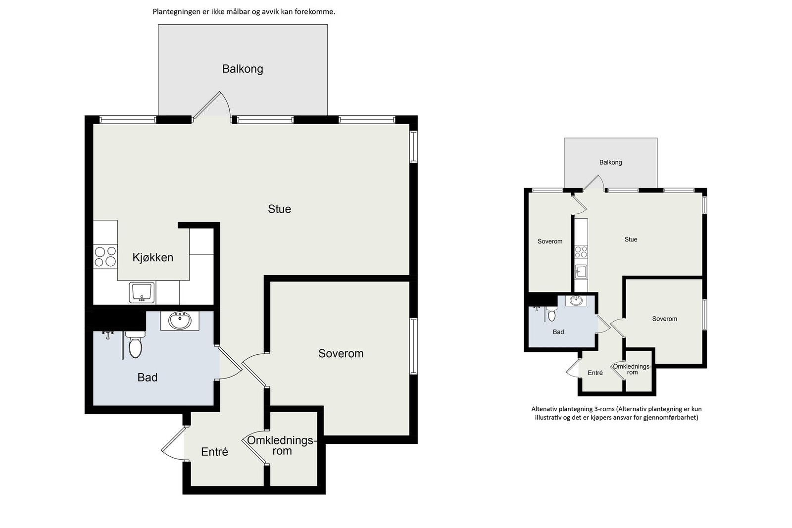 Planskisse og alternativ planskisse. Ikke målbar - avvik kan forekomme. Galleribilde