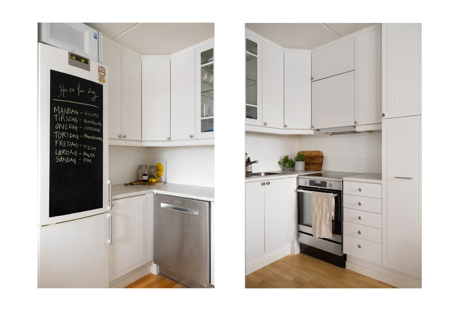 Integrert oppvaskmaskin. Frittstående komfyr, kjøl og frys. Alle hvitevarer medfølger. Galleribilde