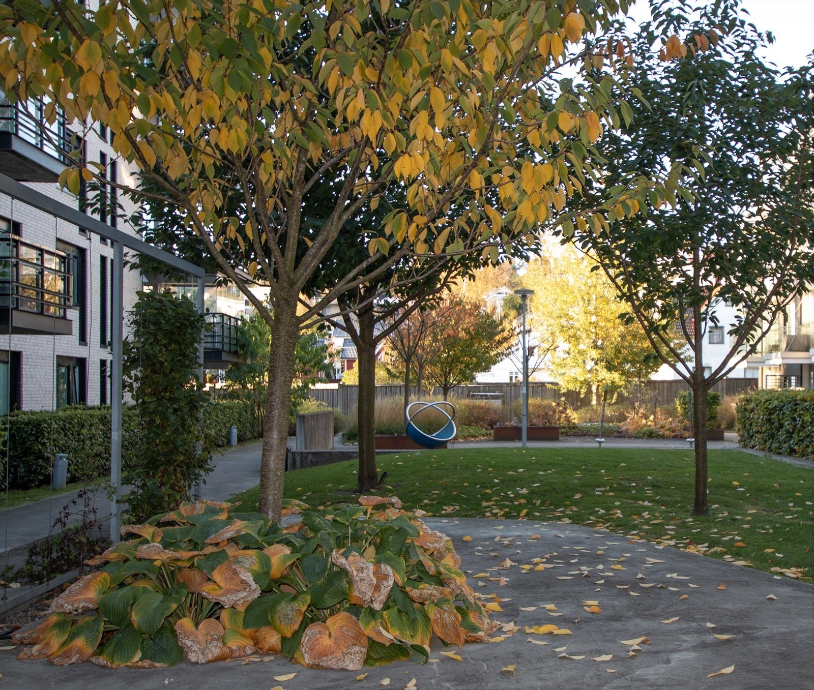 Her kan man nyte fine sommerdager på plenen. Galleribilde