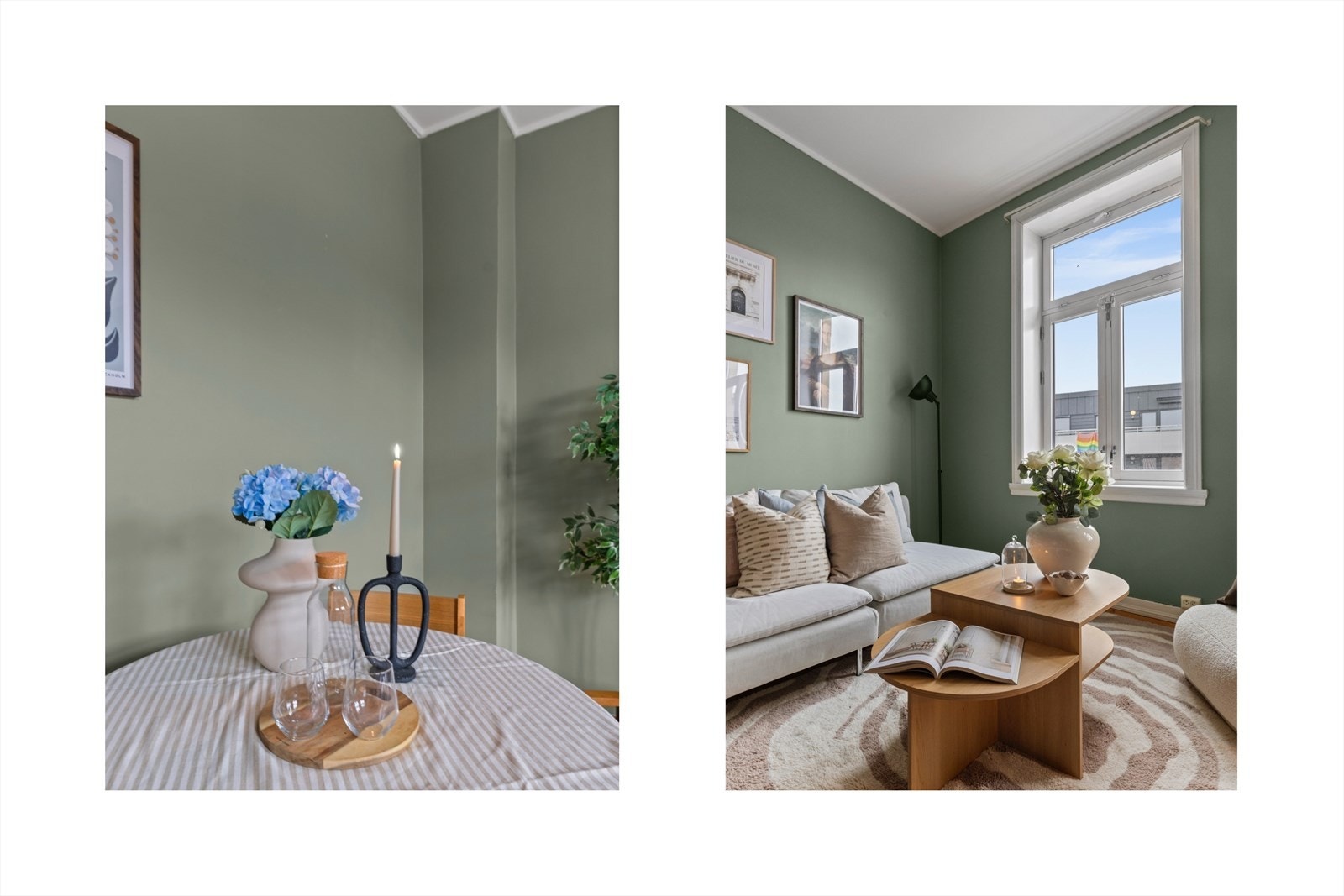 Hele leiligheten ble oppmalt i 2024-bortsett fra kjøkkenet. Galleribilde