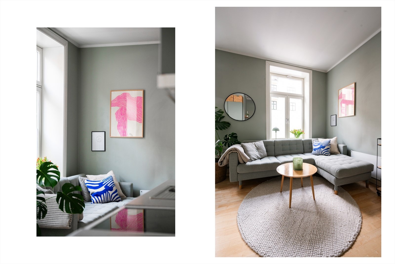 Romslig stue med gode møbleringsmuligheter med rom for sofaseksjon og tilhørende møblement. Galleribilde