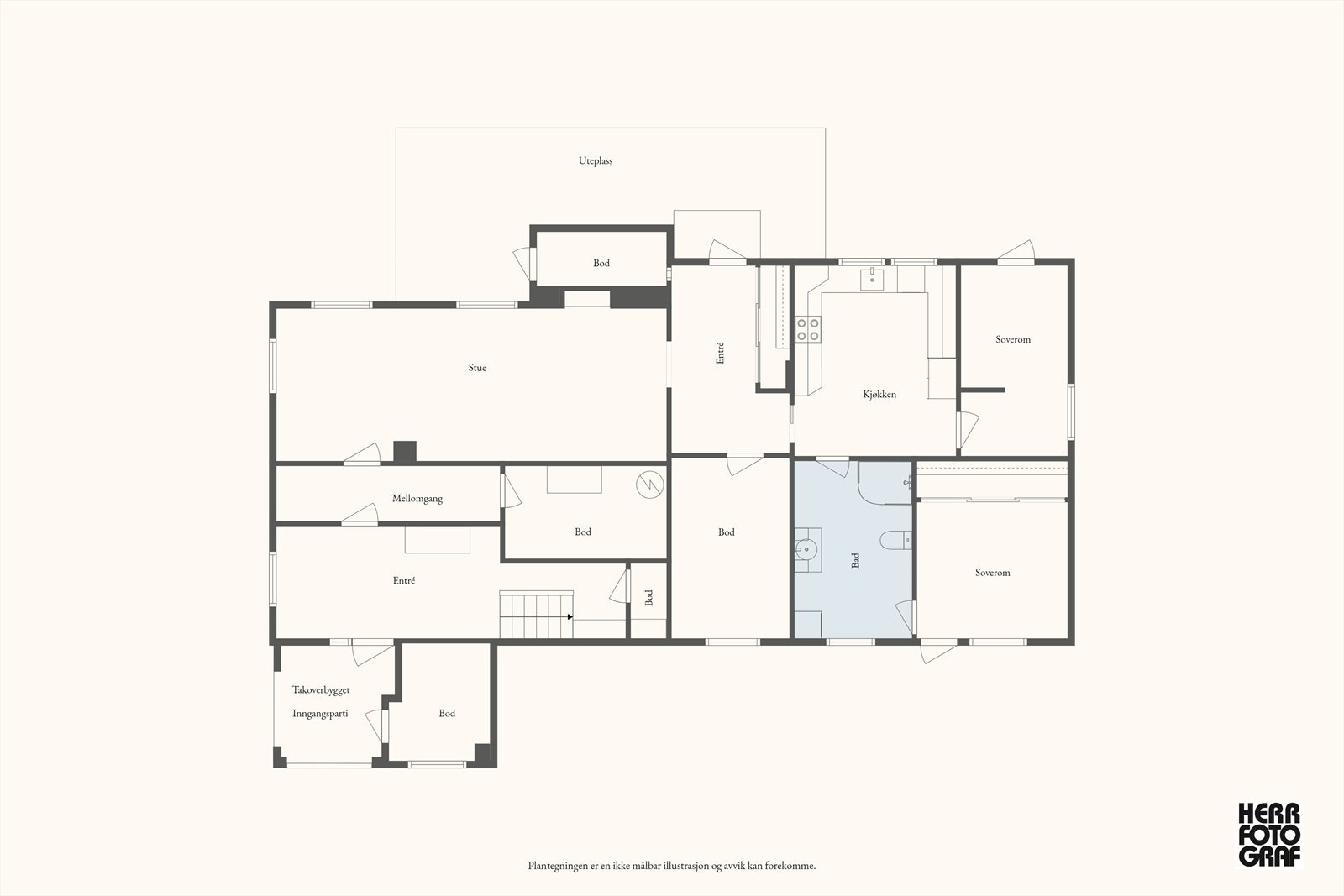 Plantegning 1.etasje - Deler av etasjen er utleid for kr 13.000,- pr mnd. Galleribilde