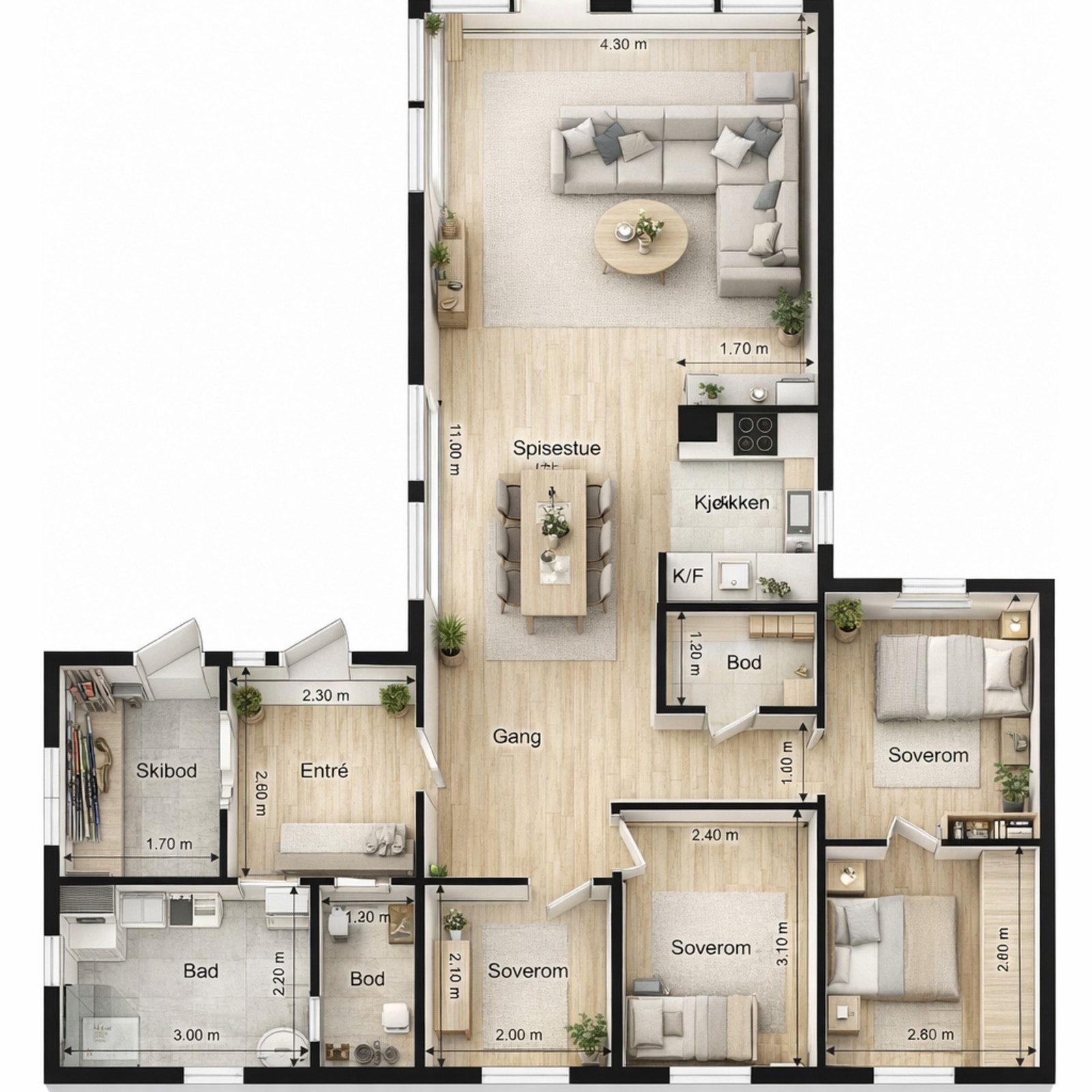 3D plantegning av hytten (det tas forbehold om feil) Galleribilde