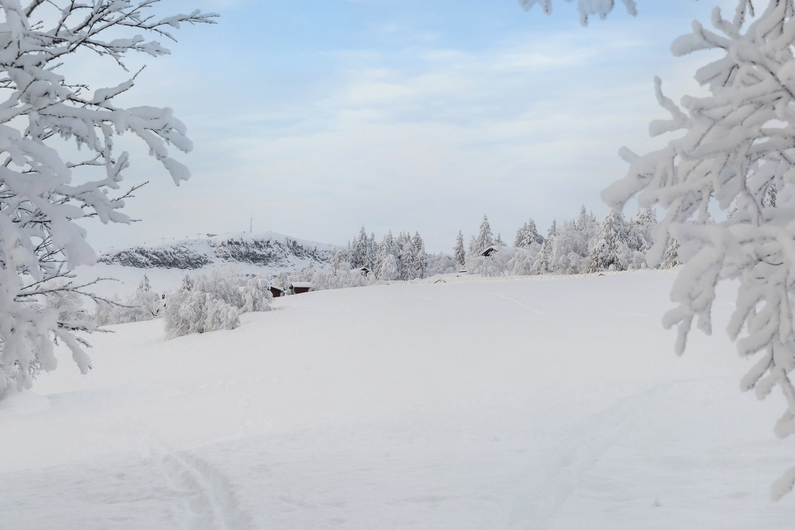 Skiløyper bokstavelig talt utenfor hytteveggen. Galleribilde