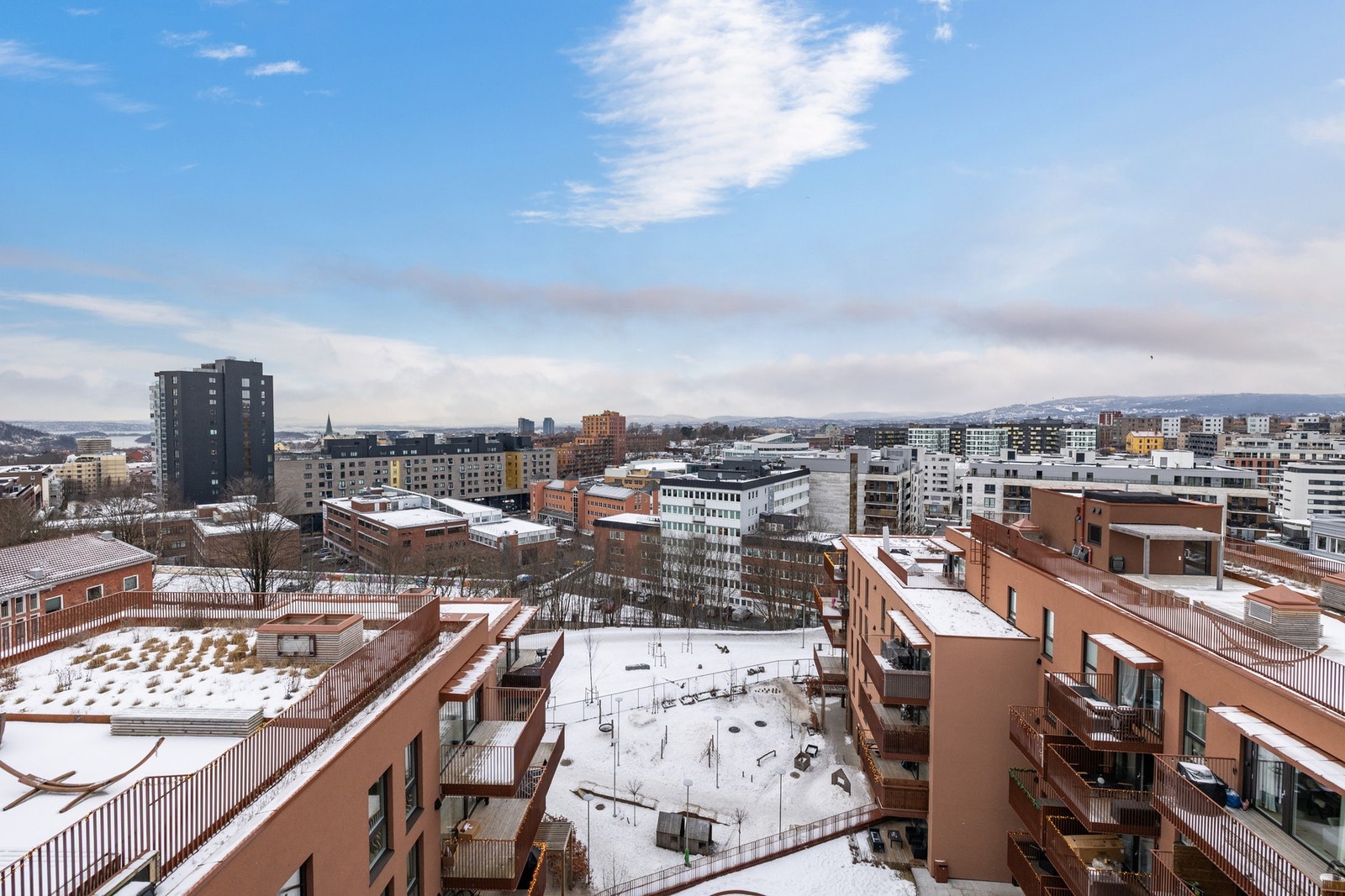 Utsikt fra felles takterrasse. Galleribilde