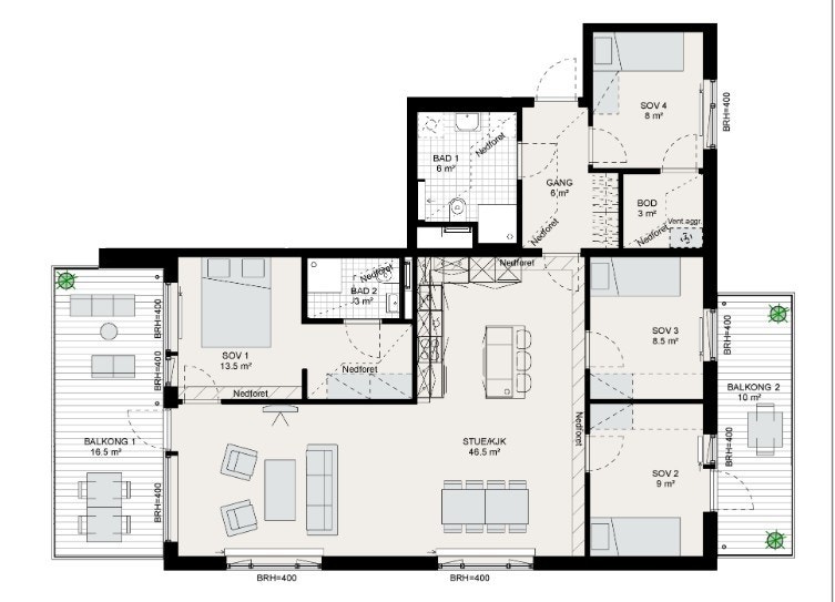Plantegning på bolig som skal leies ut. Galleribilde