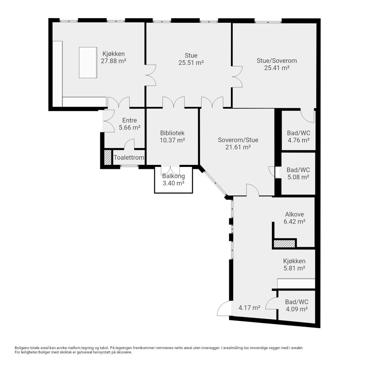 Planskisse - gjennomført og funksjonell planløsning med elegante løsninger og tydelig soneinndeling. Galleribilde