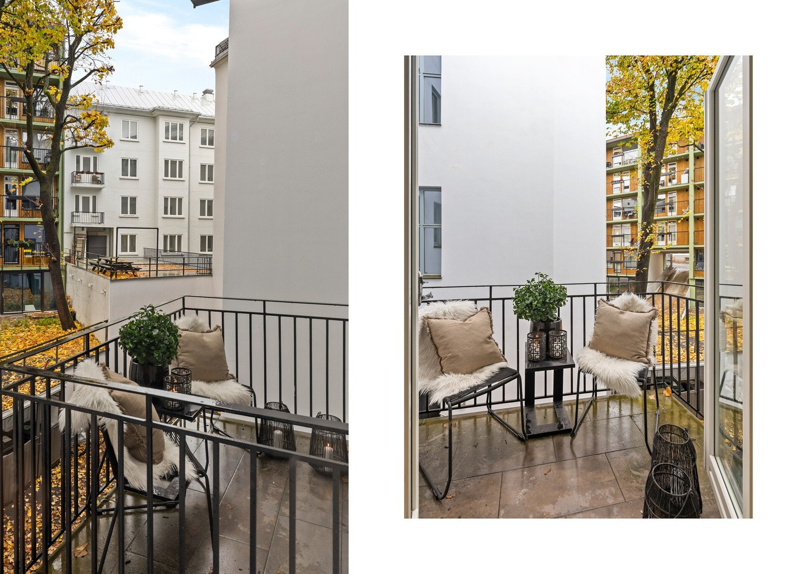 Fra stuen beveger vi oss ut på balkongen - en deilig oase midt på Frogner. Galleribilde