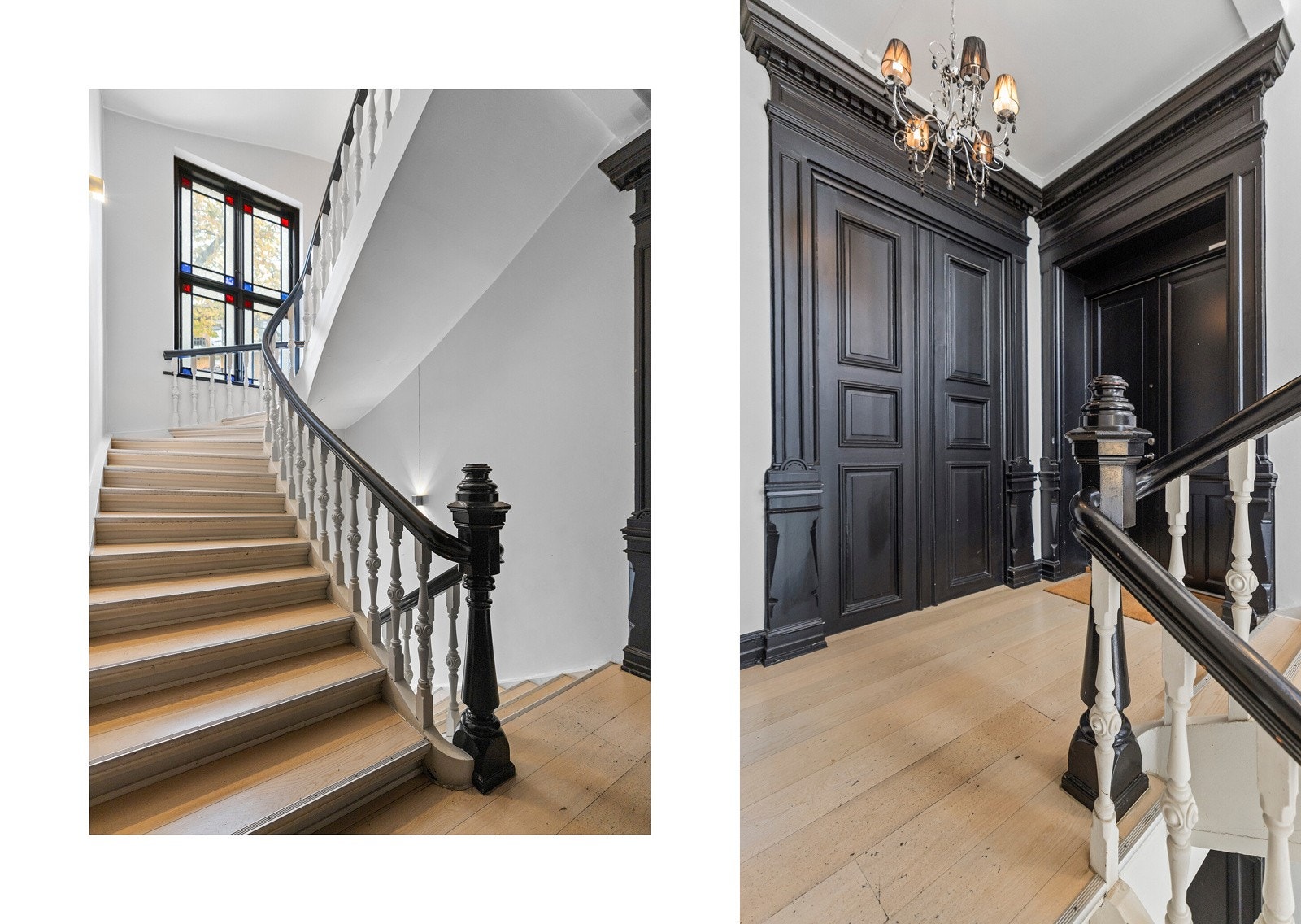 Videre opp i oppgangen legger vi merke til de flotte detaljene og solide materialene som preger hele bygget. Galleribilde