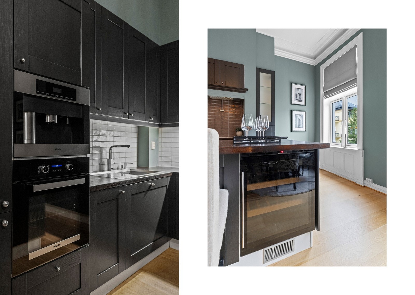 Kjøkkenet er utstyrt med alt du kan ønske deg: vinskap, kaffemaskin, komfyrvakt, integrerte hvitevarer og rikelig med benkeplass. Galleribilde