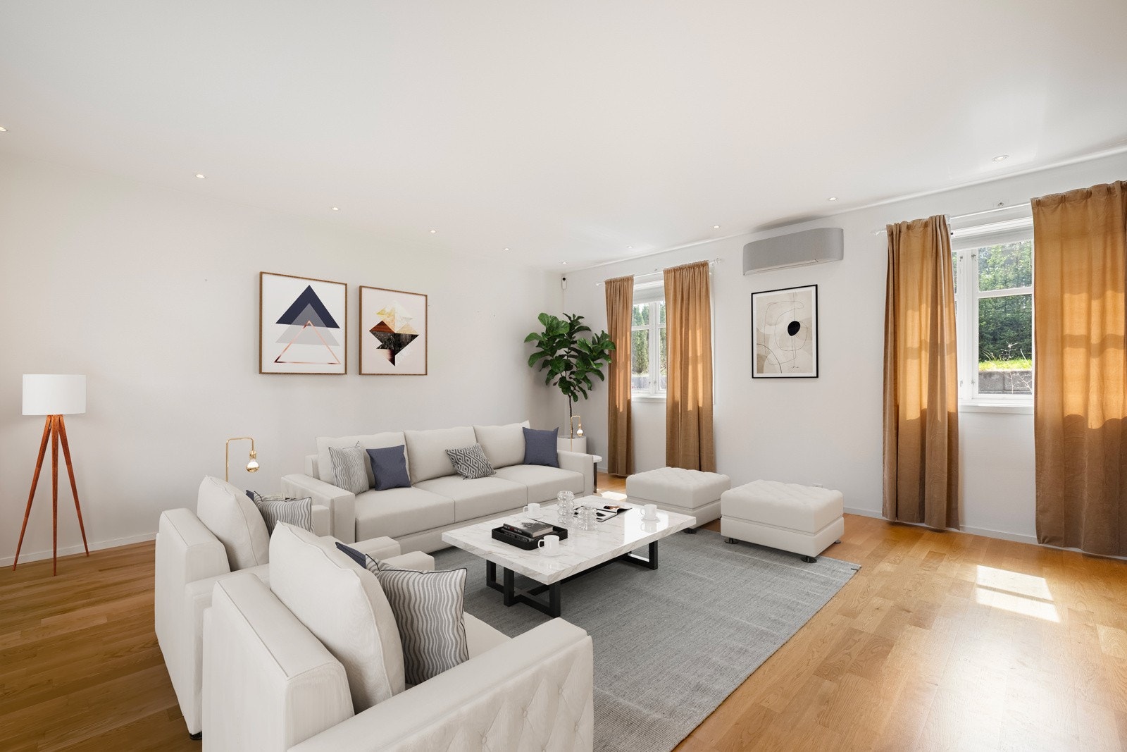 Usedvanlig stor stue på eget plan i 1. etasje. Galleribilde