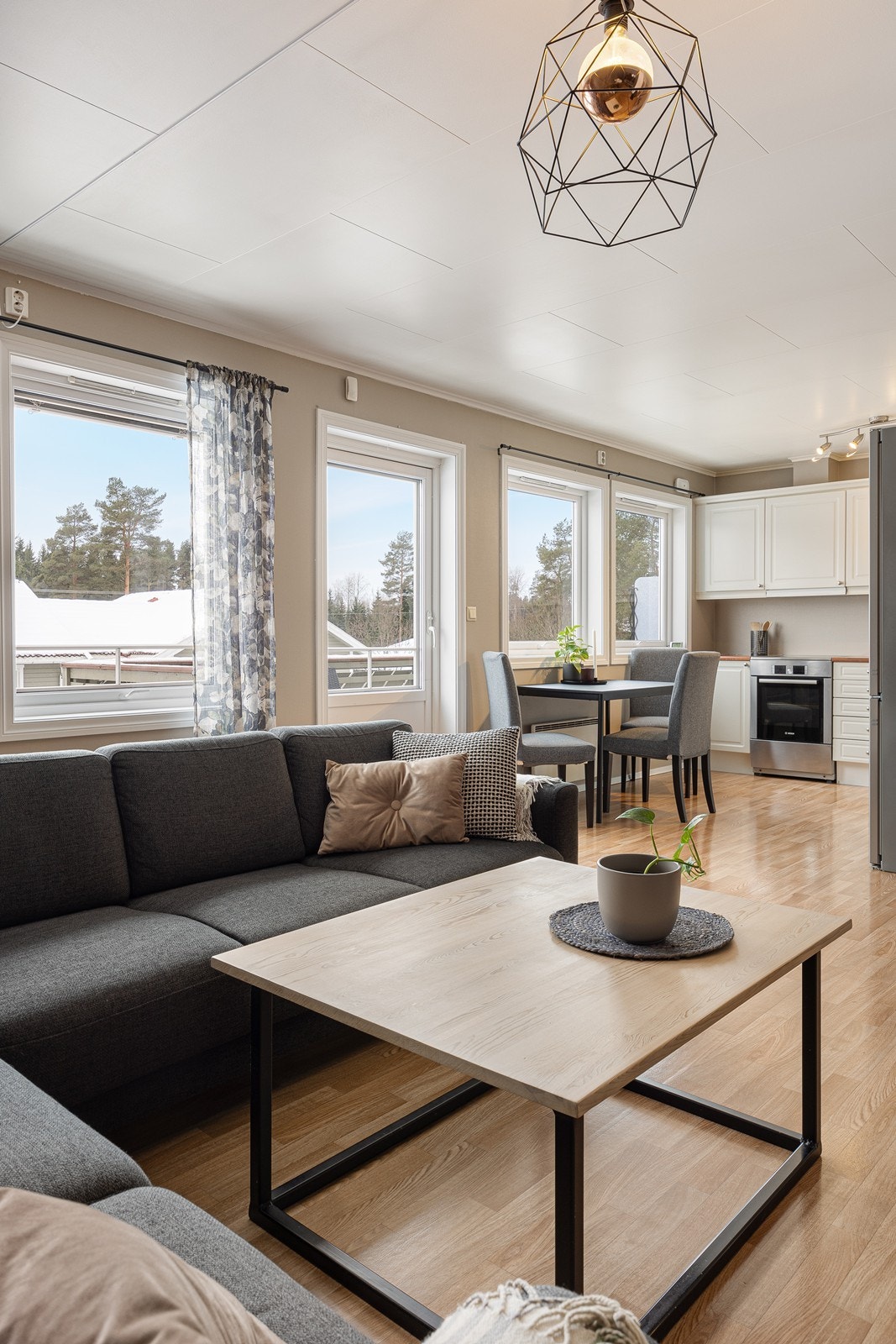 De store vindusflatene gir et godt naturlig lysinnslipp i allrommet. Galleribilde