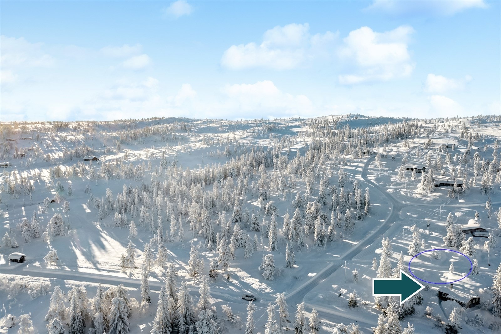 Området byr på flotte turområder med preparerte skiløyper innen kort avstand, ideelt for vintersportentusiaster. Blefjellheisen, med sitt skitrekk, ligger kun 3 minutters kjøretur unna, og nærmeste langrennsløype er rett bak hytta, se lilla ring. Galleribilde