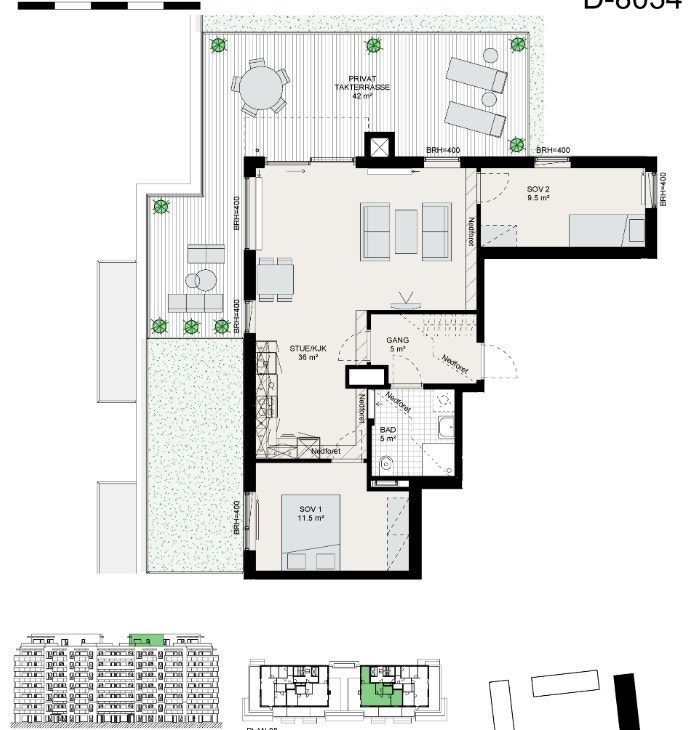 Plantegning av ledig bolig. Galleribilde