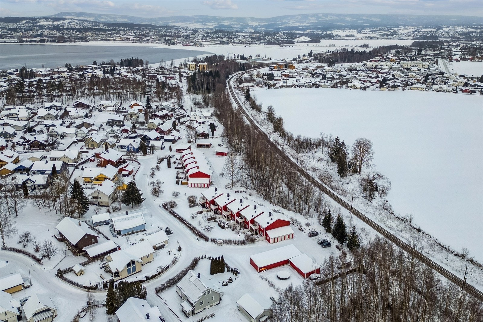 DroneKort vei til bl.a. Hamar sentrum, Vika senteret og Mjøsa. Galleribilde
