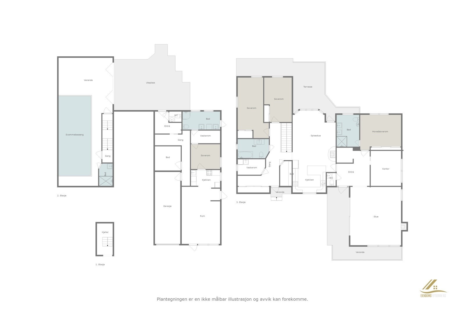 Plantegning begge etasjer. Galleribilde