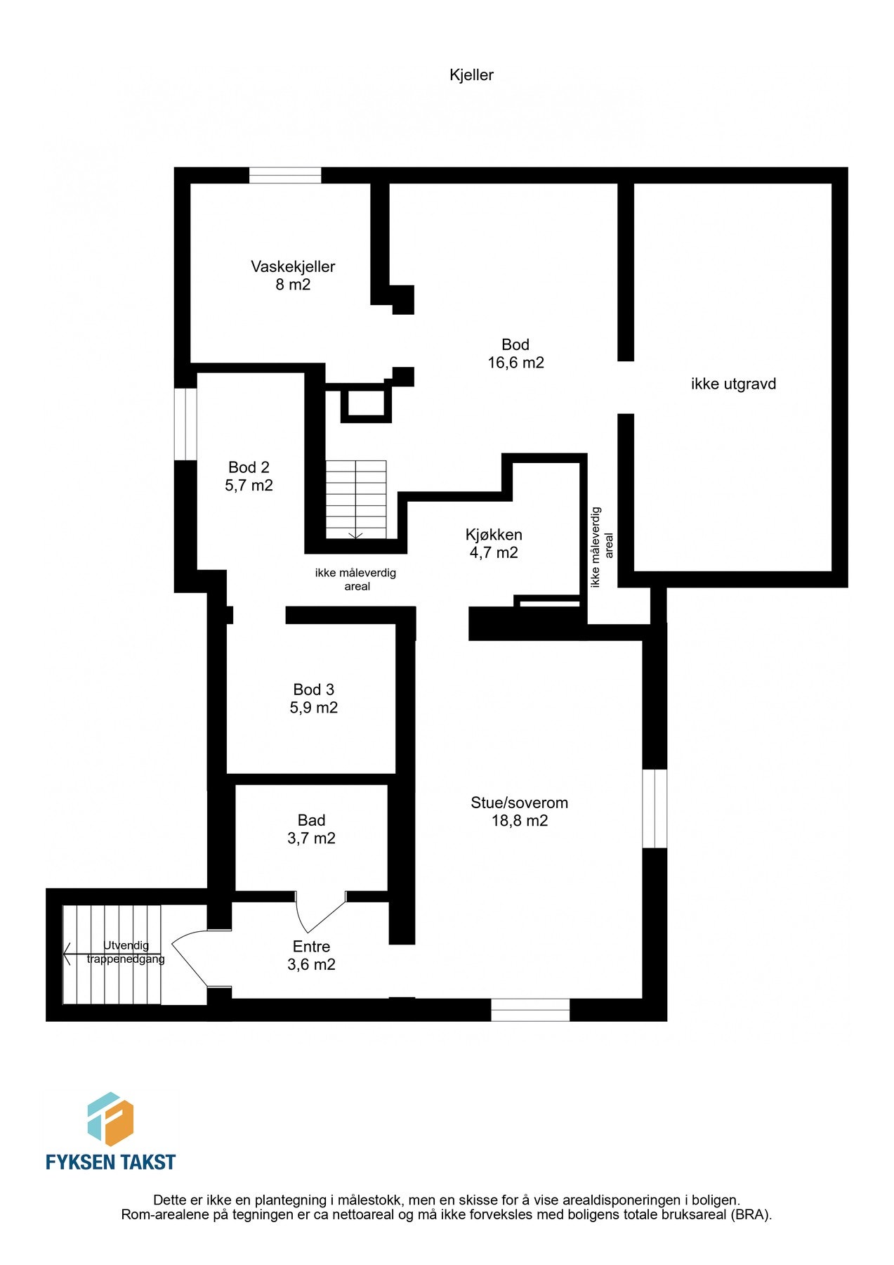 Planskisse kjelleretasje. Galleribilde