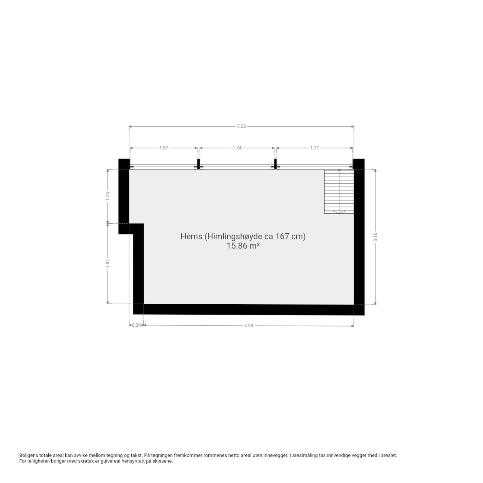 Plantegning hems. Legg merke til god takhøyde! Galleribilde