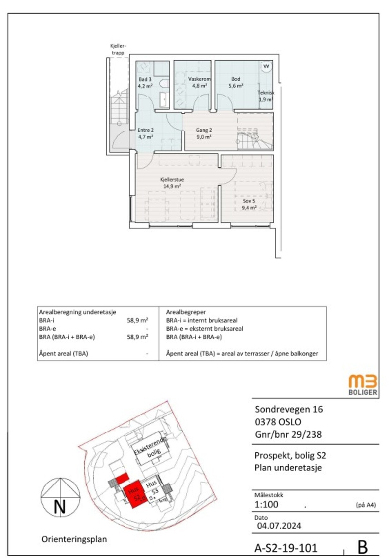 Planskisse underetasje. Galleribilde