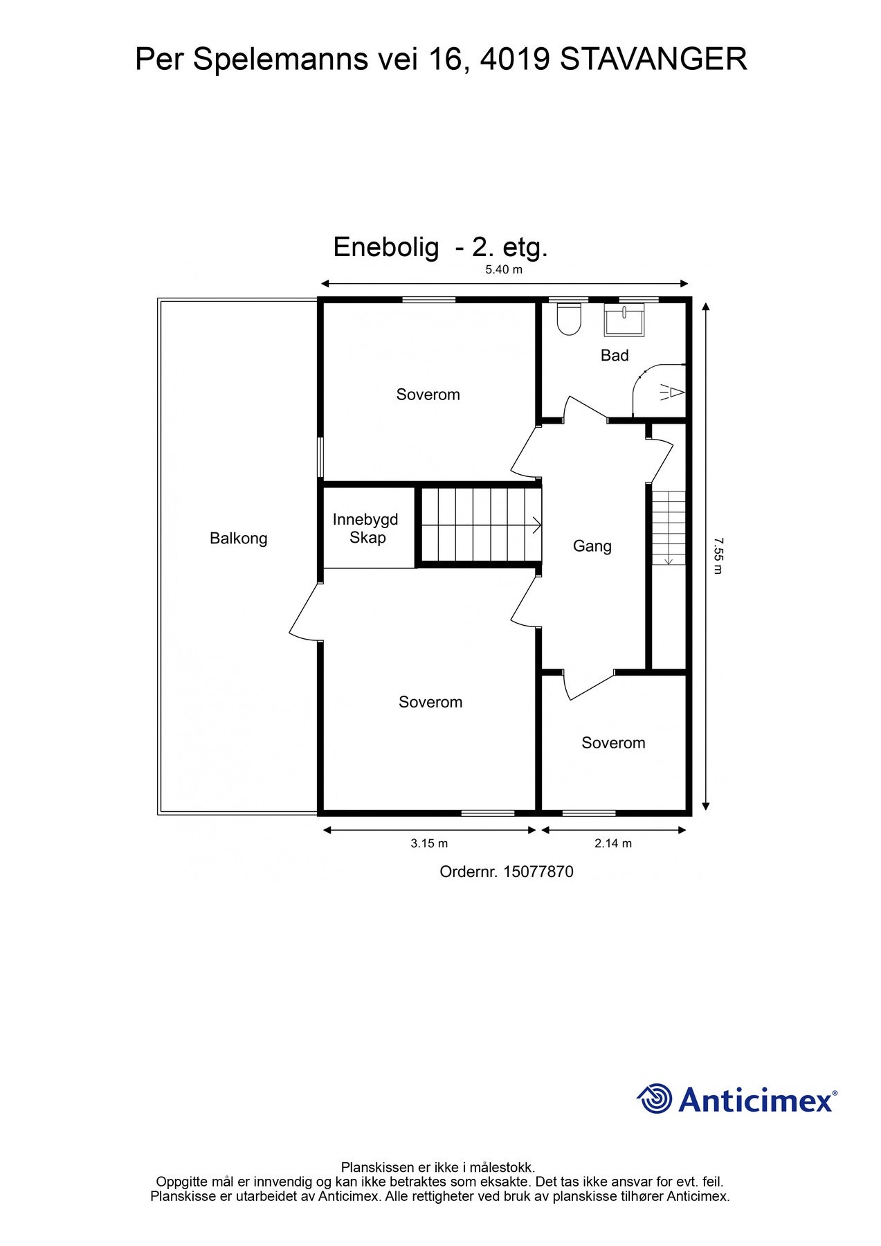 Plantegning 2.etg. Kan avvike fra de faktiske forhold Galleribilde