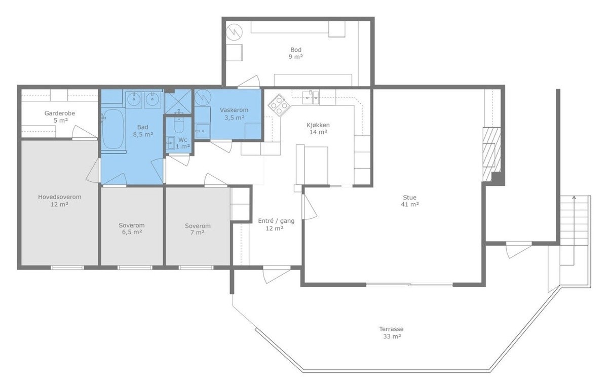 Plantegning 1. etg Galleribilde