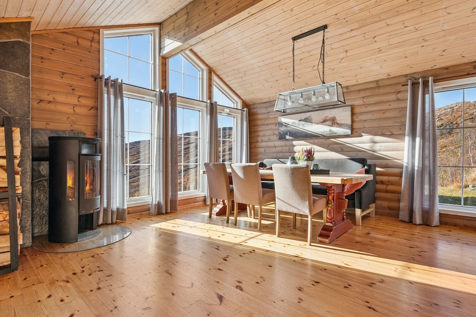 - Romslig stue med peis for en behagelig innetemperatur året rundt - Galleribilde