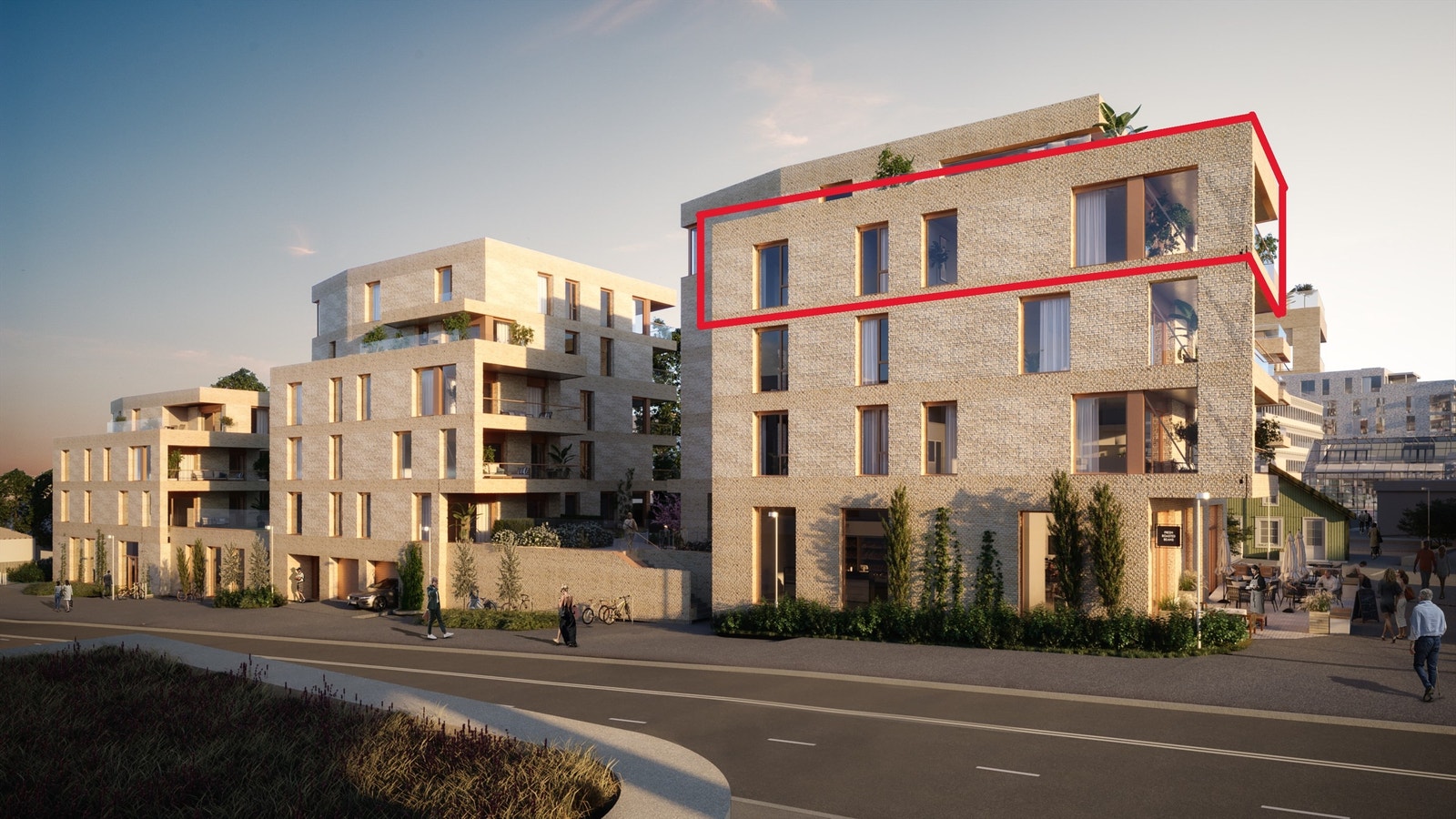 Illustrasjon | Røa X blir et kvalitetsprosjekt med 56 nye leiligheter som er fordelt på fire elegante bygg. Avvik kan forekomme. Galleribilde