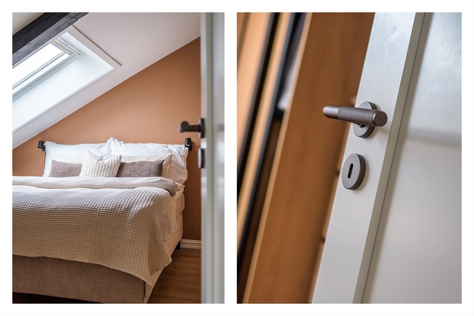 Spesialtilpasset garderobeløsning og profilerte dører med lekre håndtak - Svært gjennomført og lekkert Galleribilde