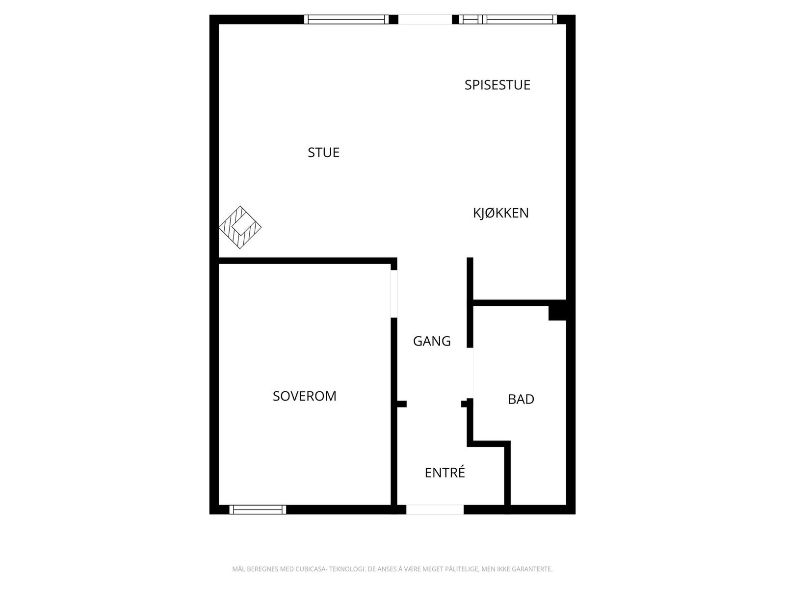 Leiligheten har en god planløsning med alt på ett plan Galleribilde