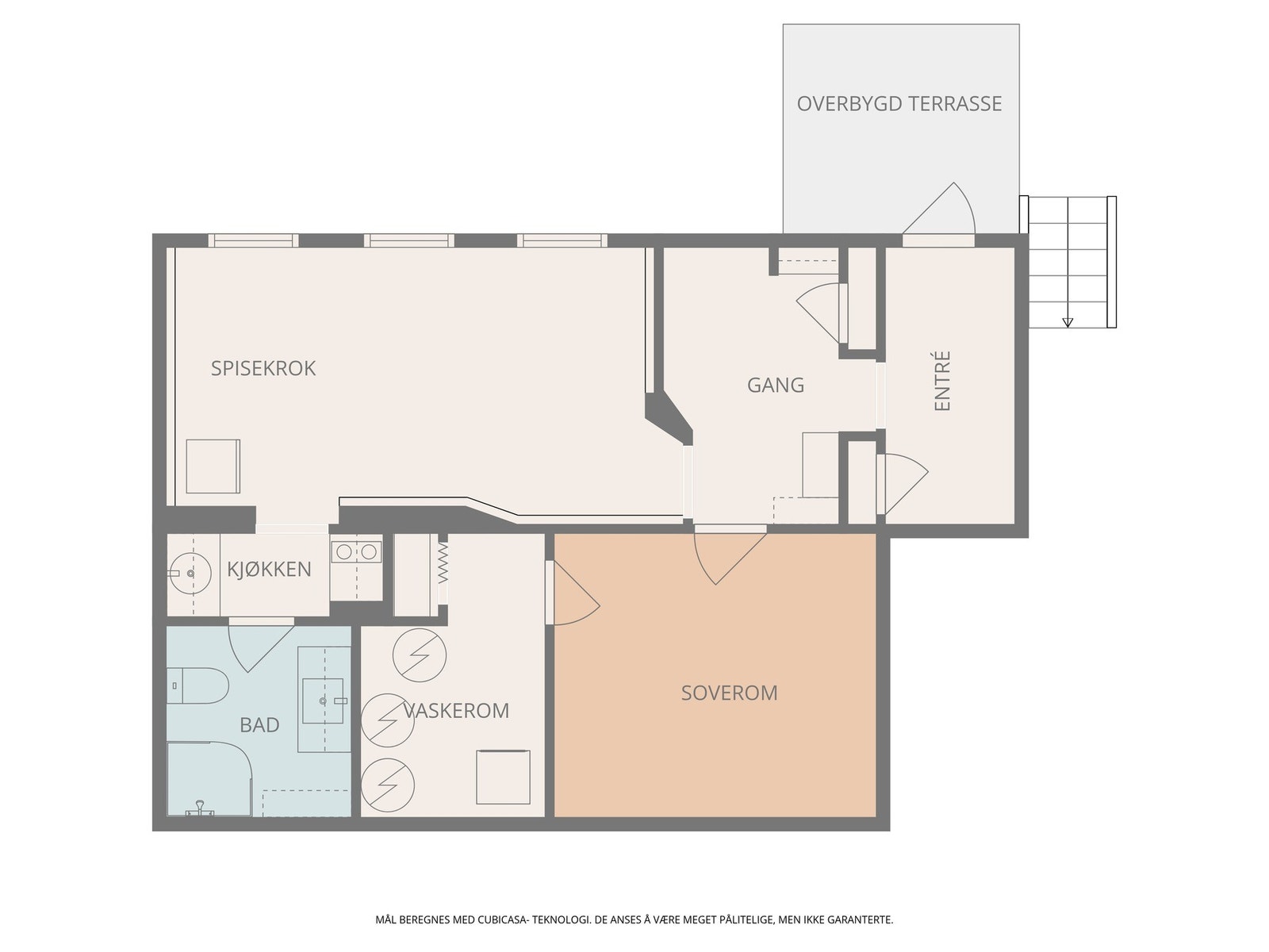Kjelleretasjen er innredet med stue, kjøkken, bad og soverom. Galleribilde